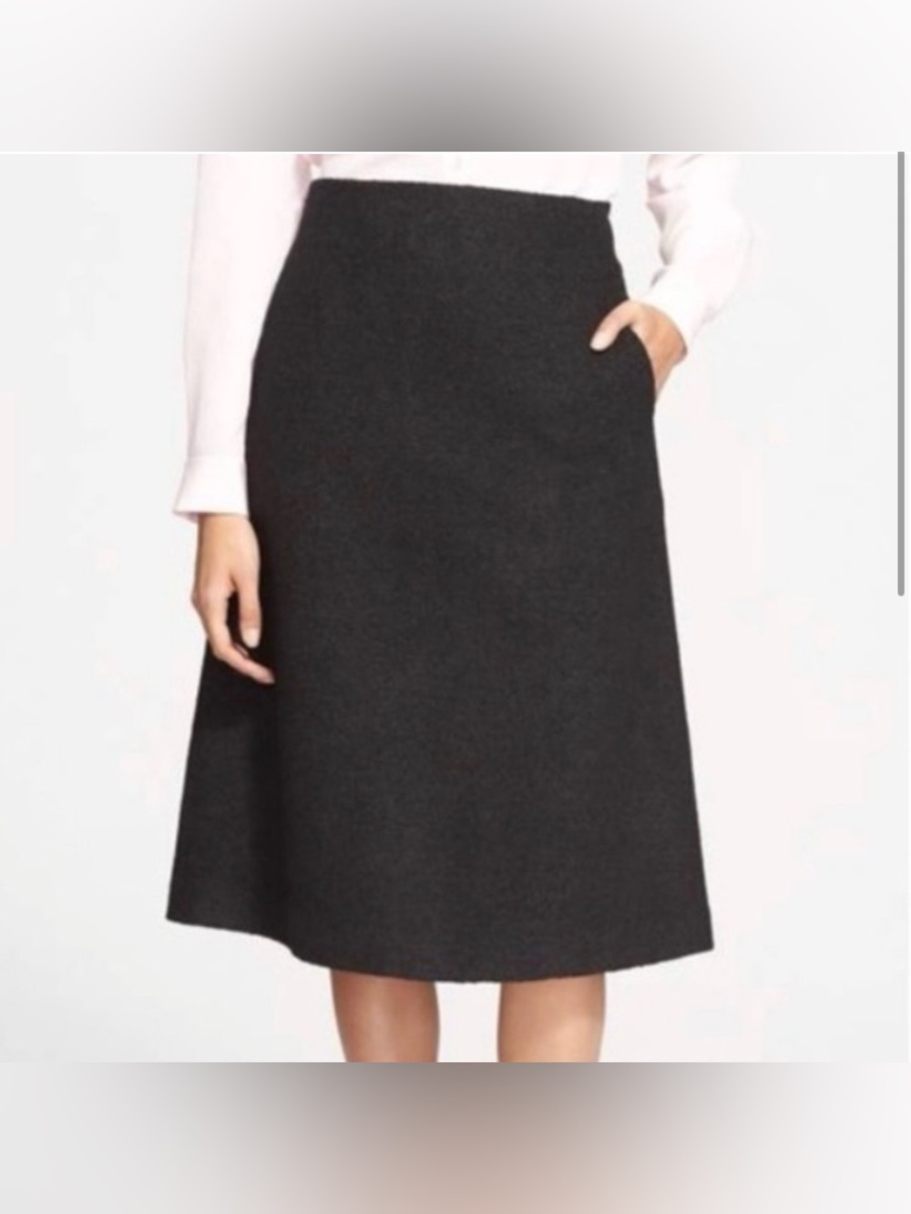 KATE SPADE Bouclé Wool-Blend A-Line Midi Skirt Black size 14